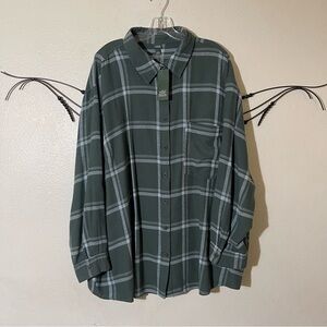 Wild Fable Dark Green Checkered Button Down Shirt